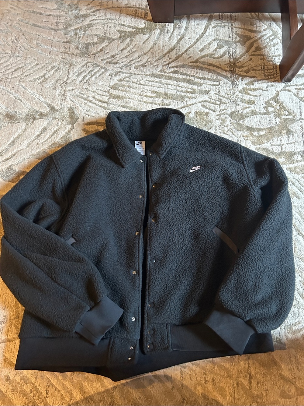 Nike Black Sherpa Snap-Front Jacket